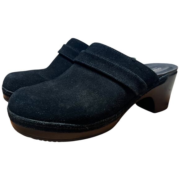 CROCS Shoes - CROCS Sarah Women's 8 Black Suede Clog Slip On Mule Triple Comfort Lightweight